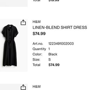 H&M Black Midi Dress with Button Detail